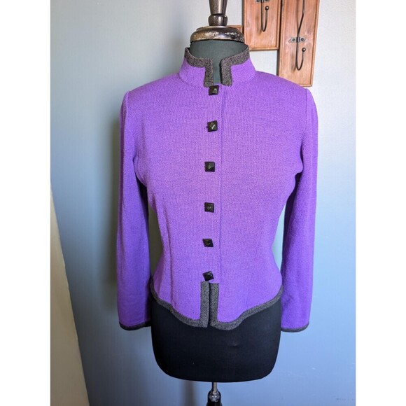 Vintage Purple Wool Sweater Jacket By Donollie Looms - Picture 10 of 10